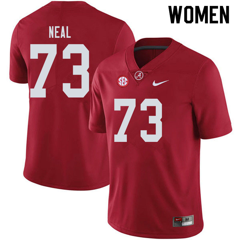 Women #73 Evan Neal Alabama Crimson Tide College Football Jerseys Sale-Crimson